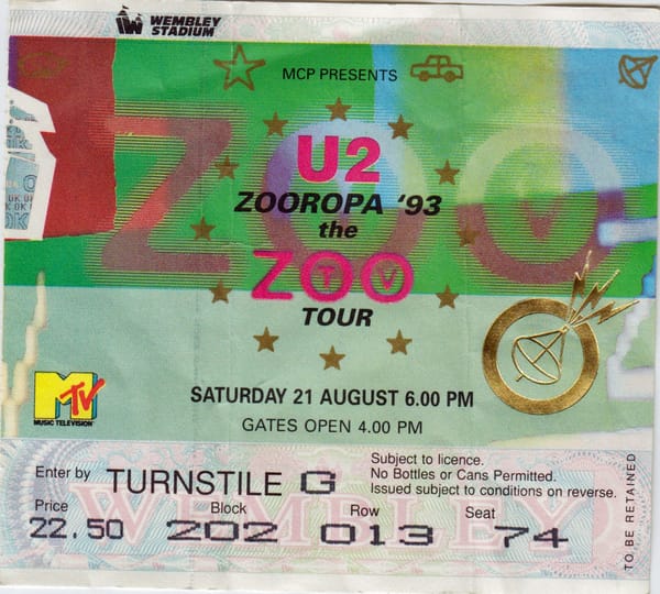 remnants: U2's Zooropa at Wembley Stadium, August 20 & 21, 1993